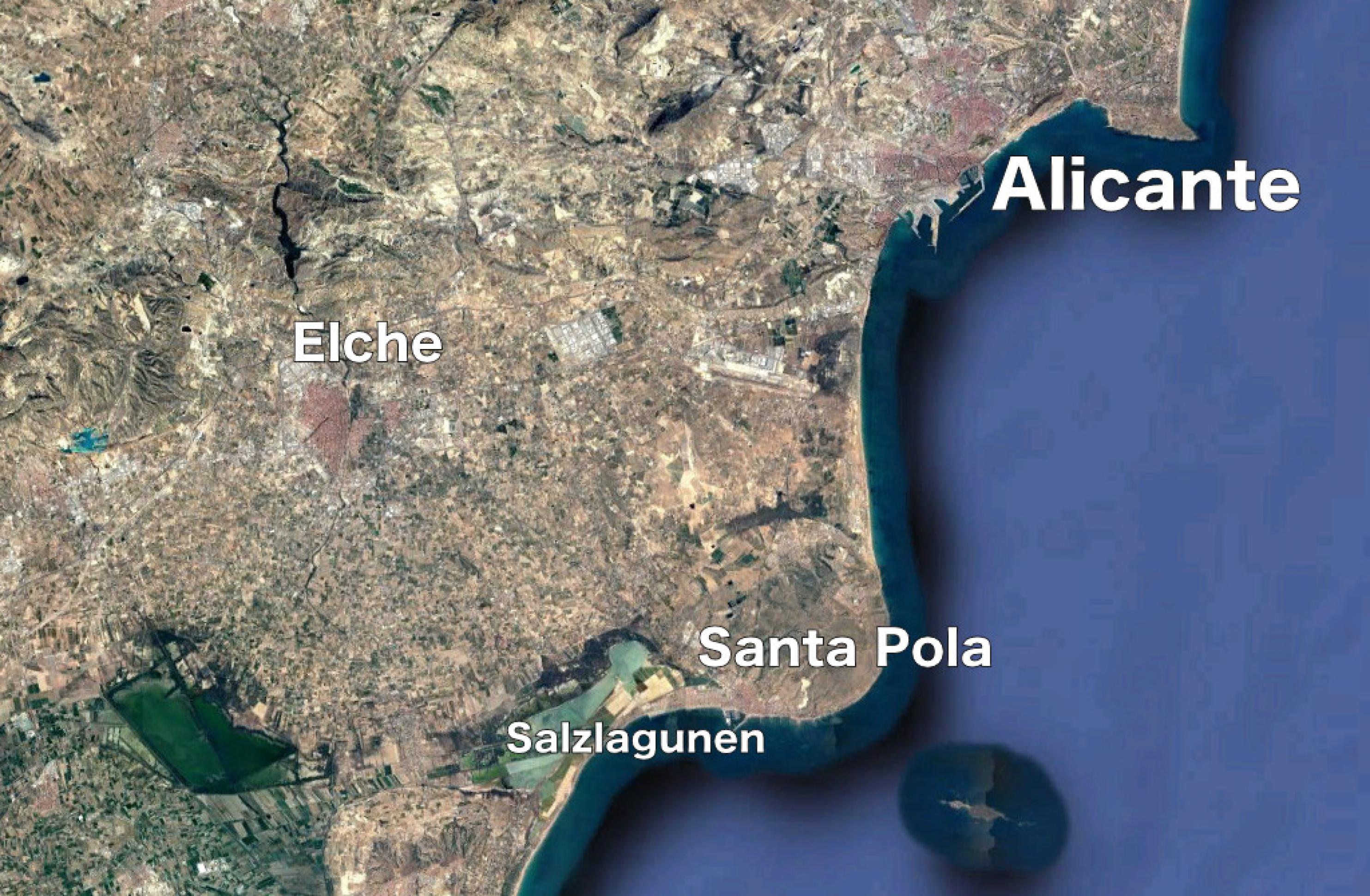 Landkarte Alicante und Elche.