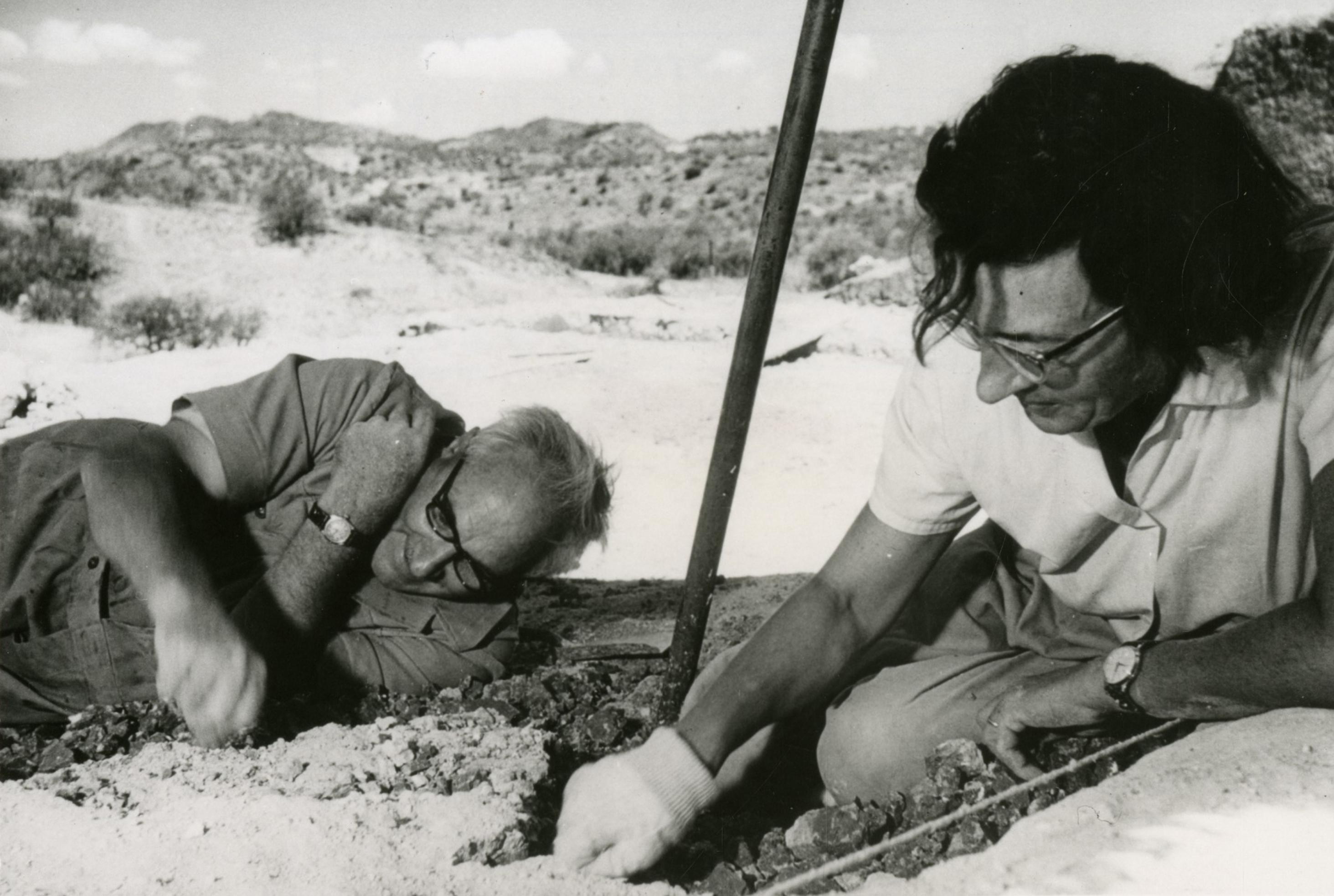 Auf dem sandigen Boden in der Olduvai-Schlucht in Tansania liegen und knien Louis und Mary Leakey, um nach Fossilien von Urmenschen zu graben. Erst finden sie dort den Nussknackermenschen und später den Homo habilis, den ersten Menschen. Dieser stellte bereits Steinwerkzeuge her.