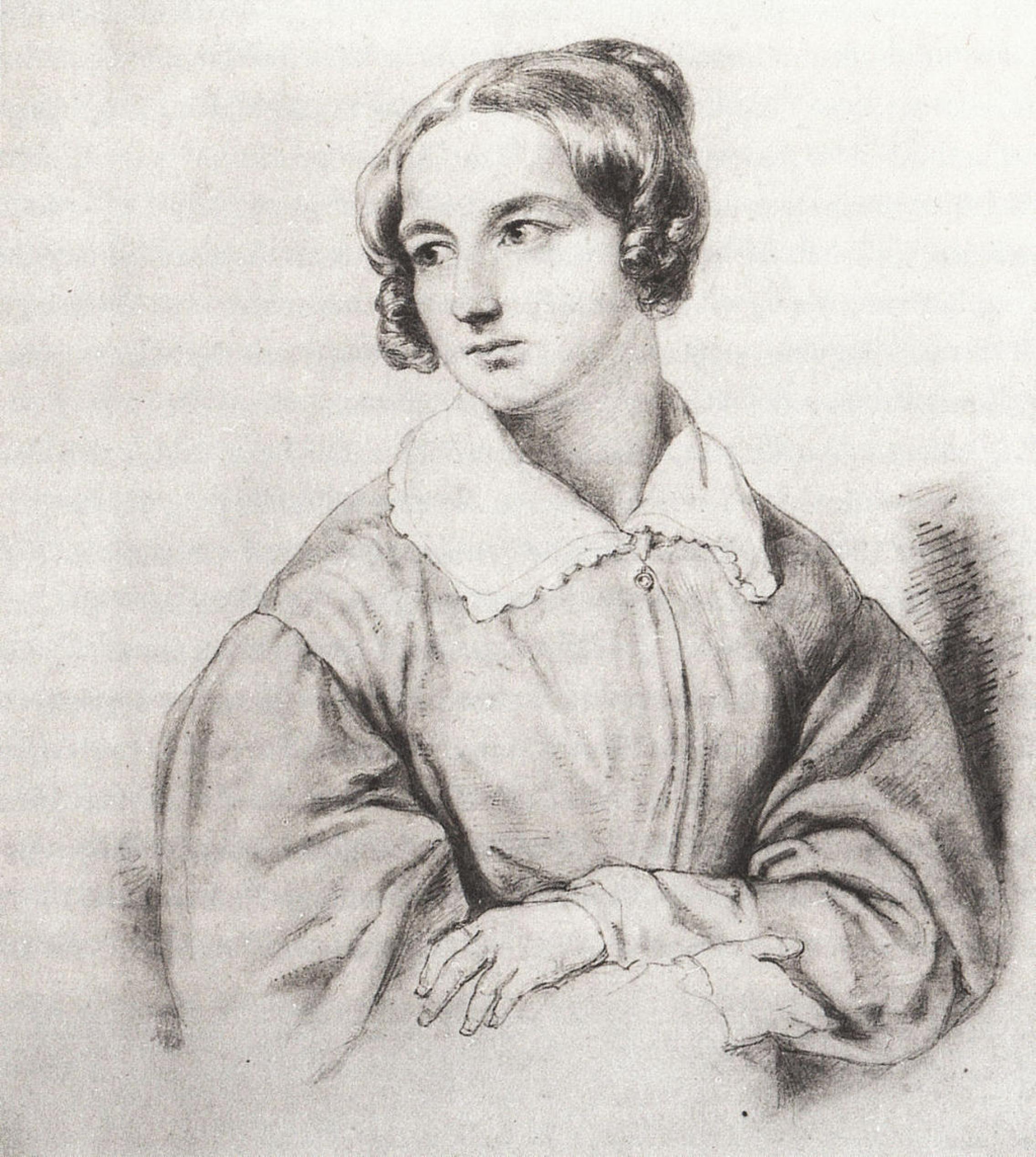 Eine Bleistiftzeichnung aus dem Jahr 1829 des Bruders Wilhelm Hensel zeigt Luise Hensel, die 1798 in der Mark Brandenburg geboren wurde.