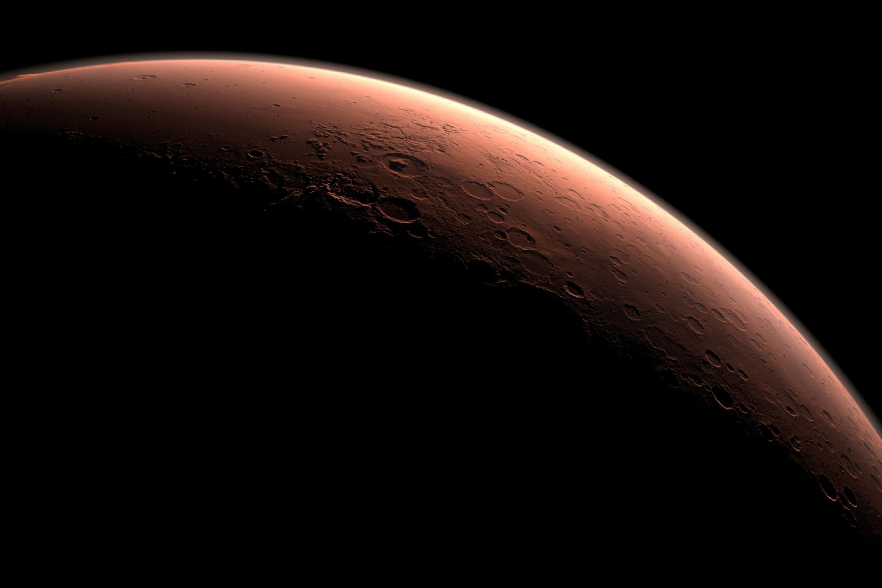Grafik von Marssichel im Gegenlicht
