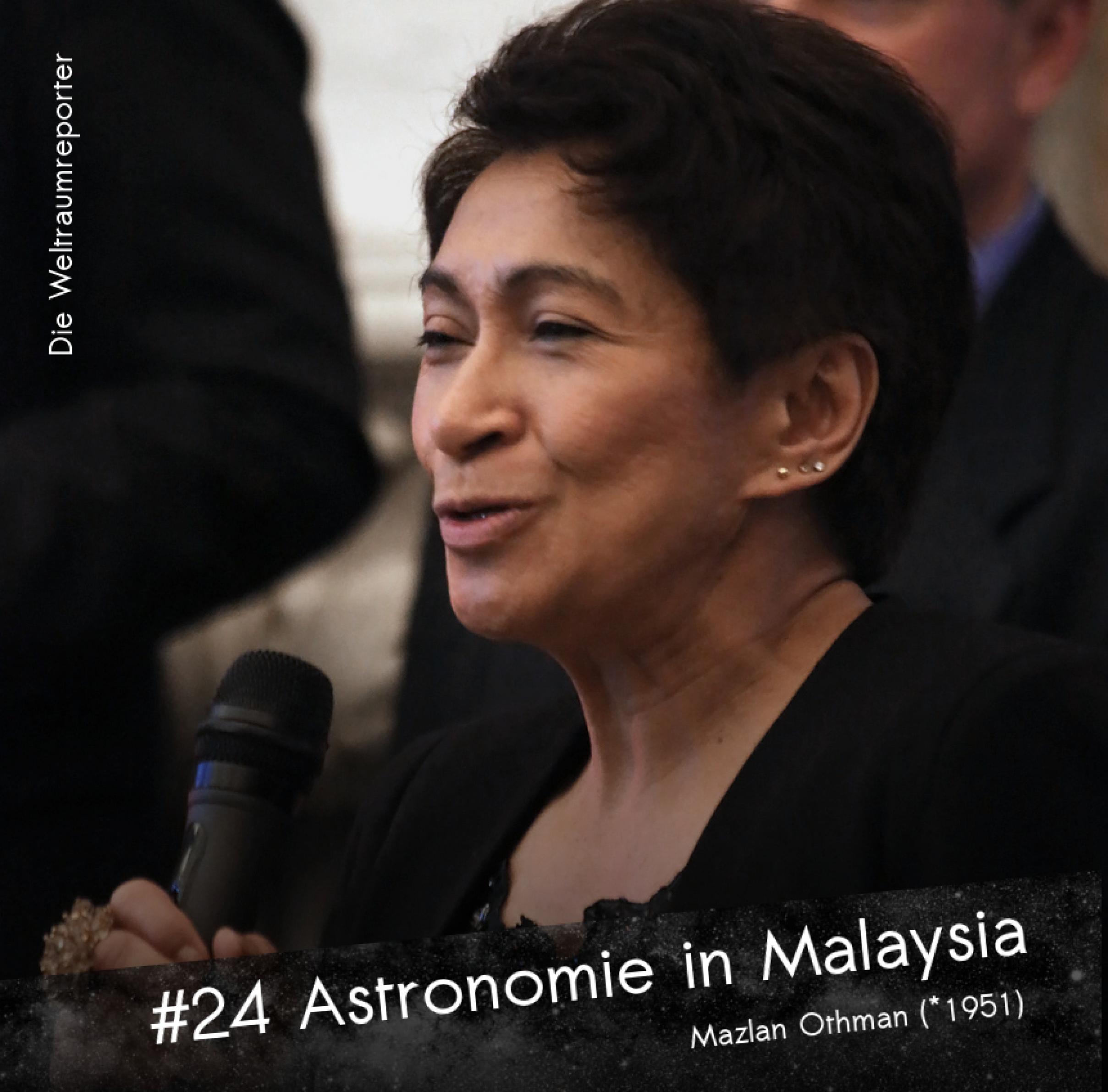 Mazlan Othman spricht in ein Mikrofon, darunter: Astronomie in Malaysia