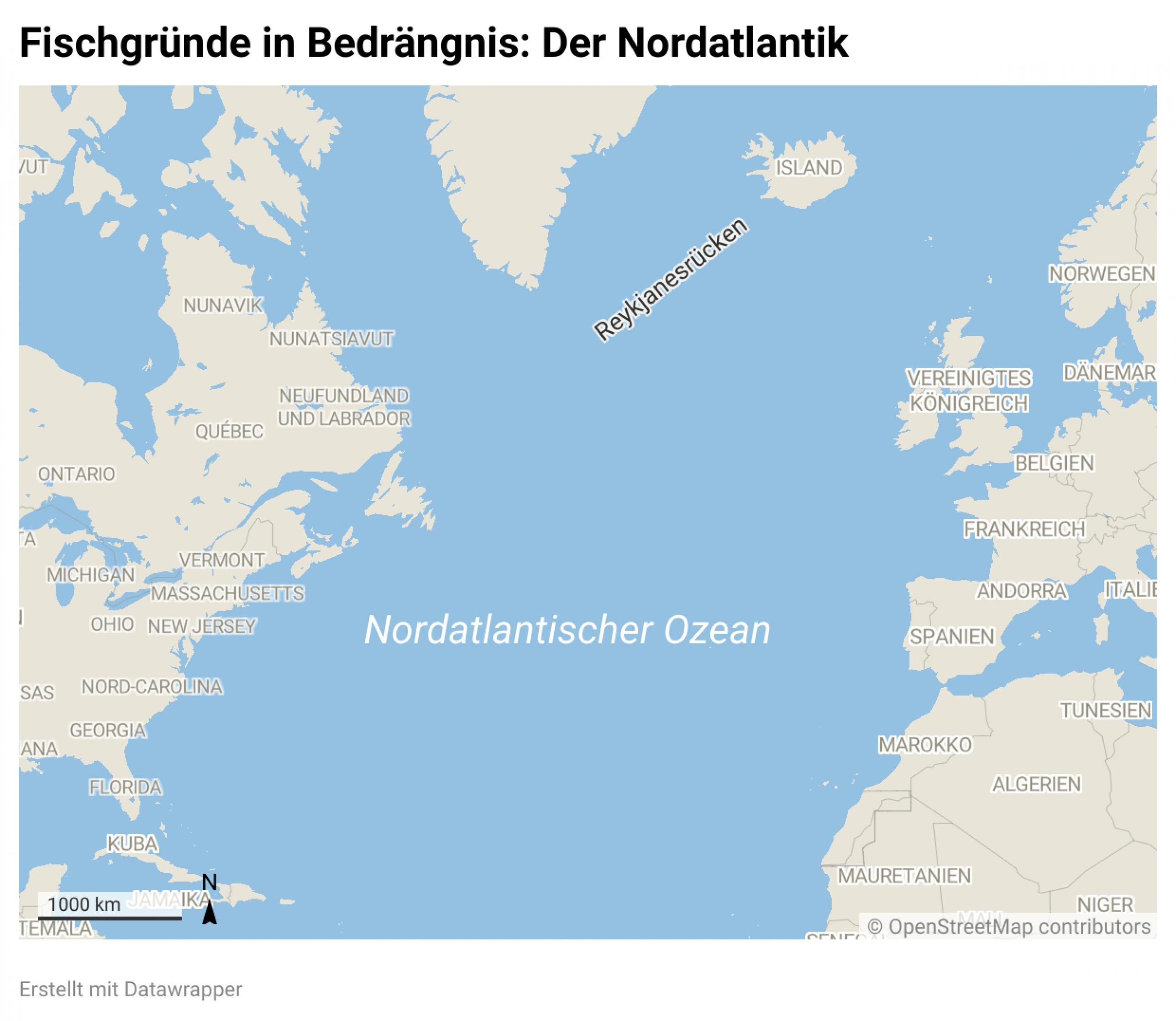 Landkarte des Nordatlantiks