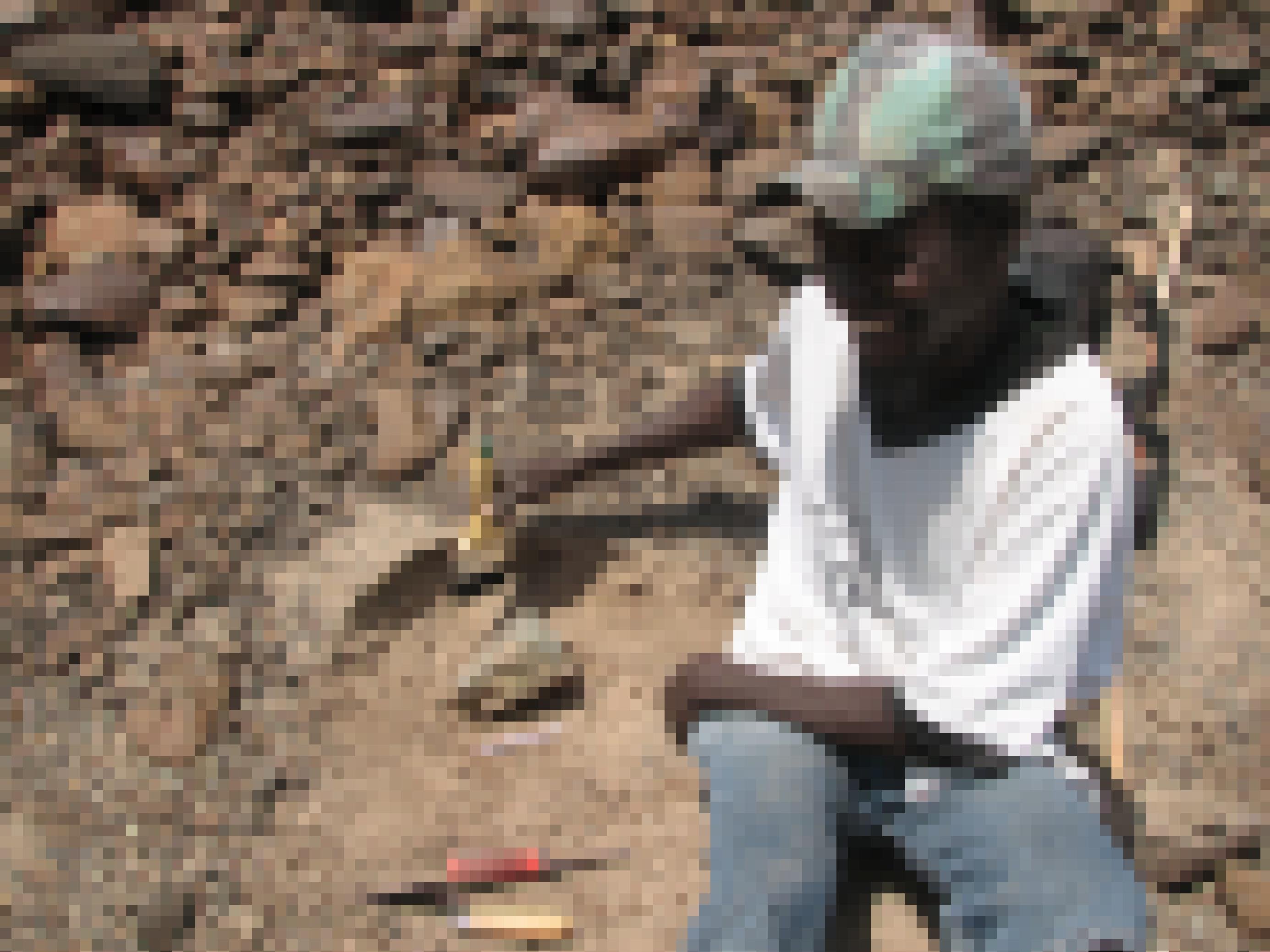 In Sedimenten westlich des Turkanasees in Kenia entdeckten Forscher 3,3 Millionen Jahre alte, primitive Steinwerkzeuge. Auf dem Bild ist Team-Mitglied Sammy Lokorodi zu sehen, der gerade eines der Werkzeuge freilegt. Der Fund ist eine Sensation, weil es damals noch keine Menschen gab. Die Forscher glauben daher, dass Vormenschen der Art Australopithecus afarensis sie hergestellt und benutzt haben.