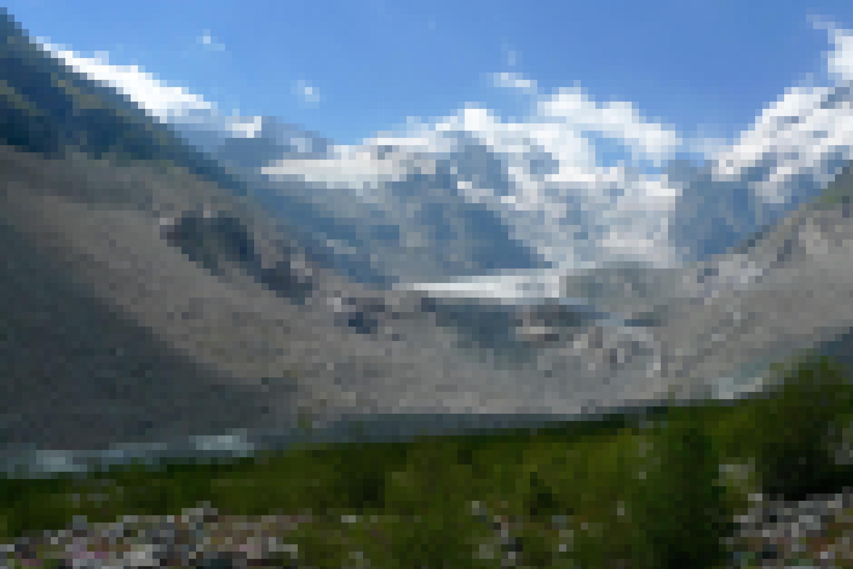 Blick auf den Morteratschgletscher in Graubünden, Schweiz.