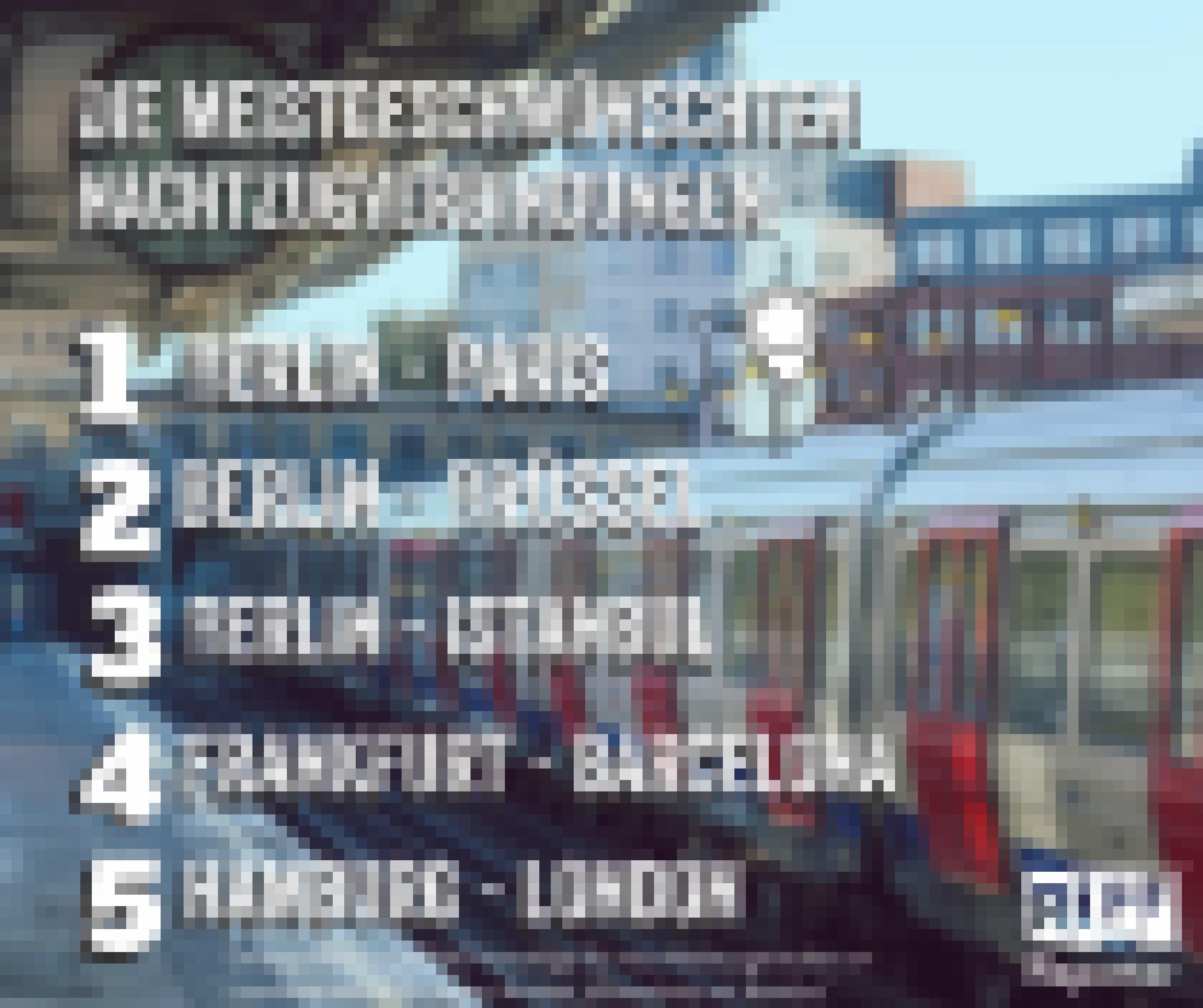 Grafik der meistgewünschten Nachtzugverbindungen: 1. Berlin – Paris. 2. Berlin – Brüssel. 3. Berlin – Istanbul. 4. Frankfurt – Barcelona. 5. Hamburg – London.
