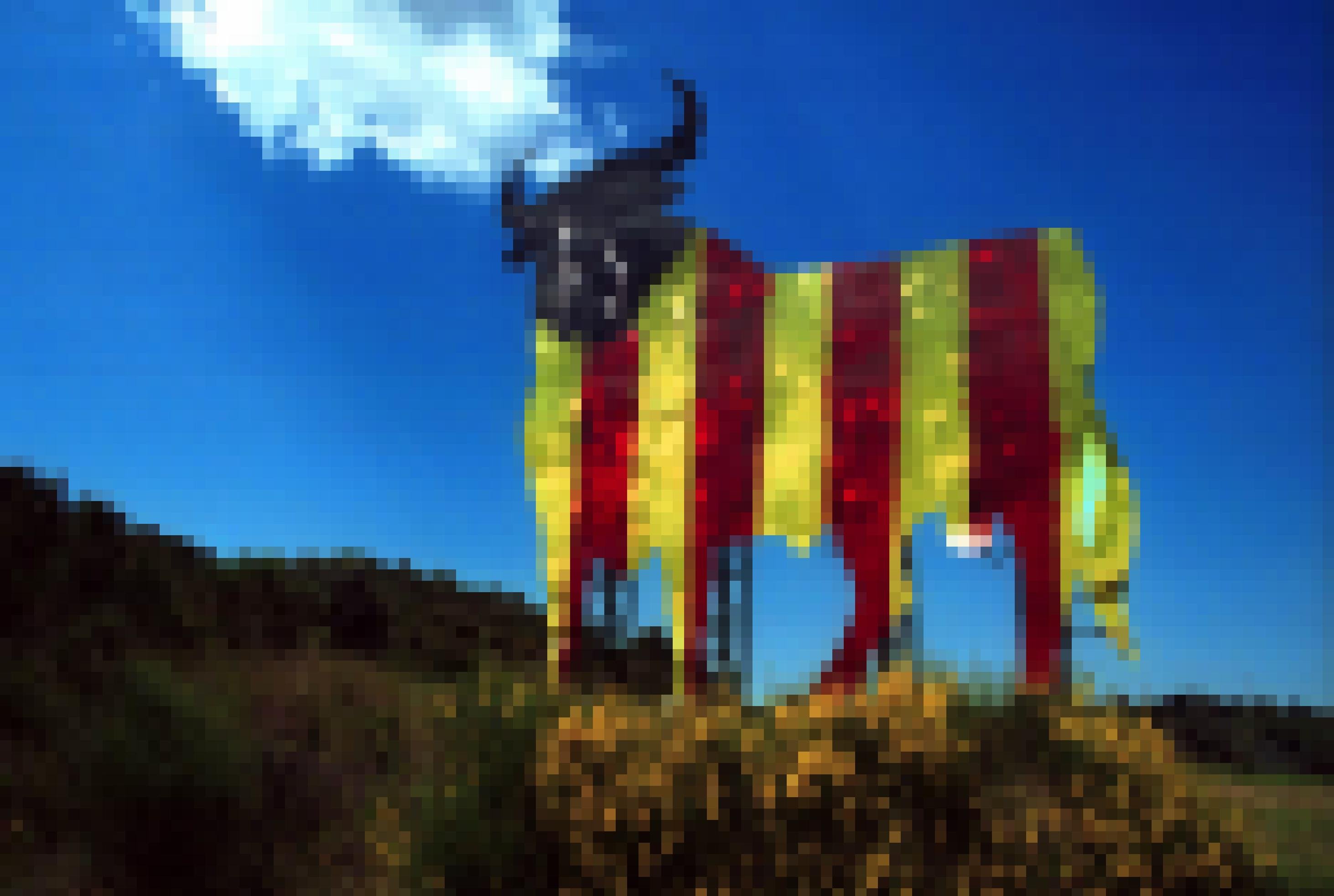 Osborne-Stier in der Landschaft, bemalt mit den Farben Kataloniens