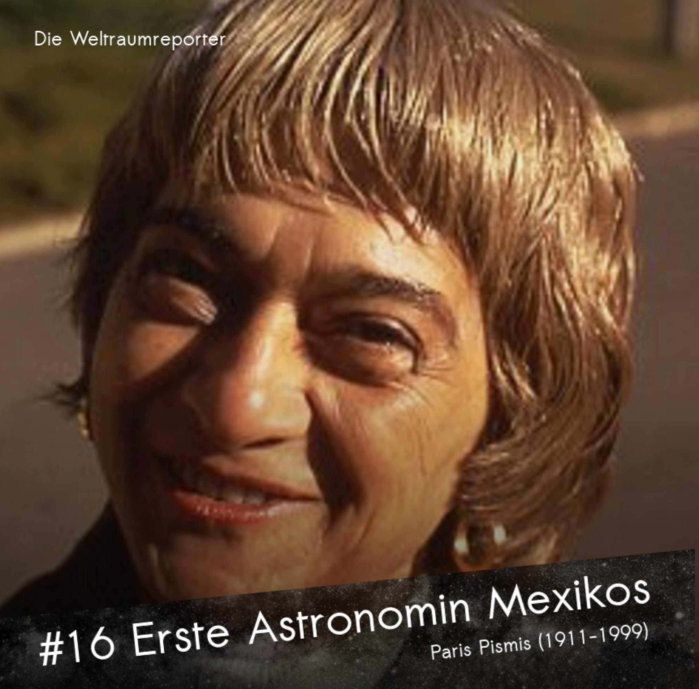 Eine ältere Dame mit ringförmigengoldenen Ohrringen blickt lächelnd in die Kamera: Paris Pismis, die erste Astronomin Mexikos