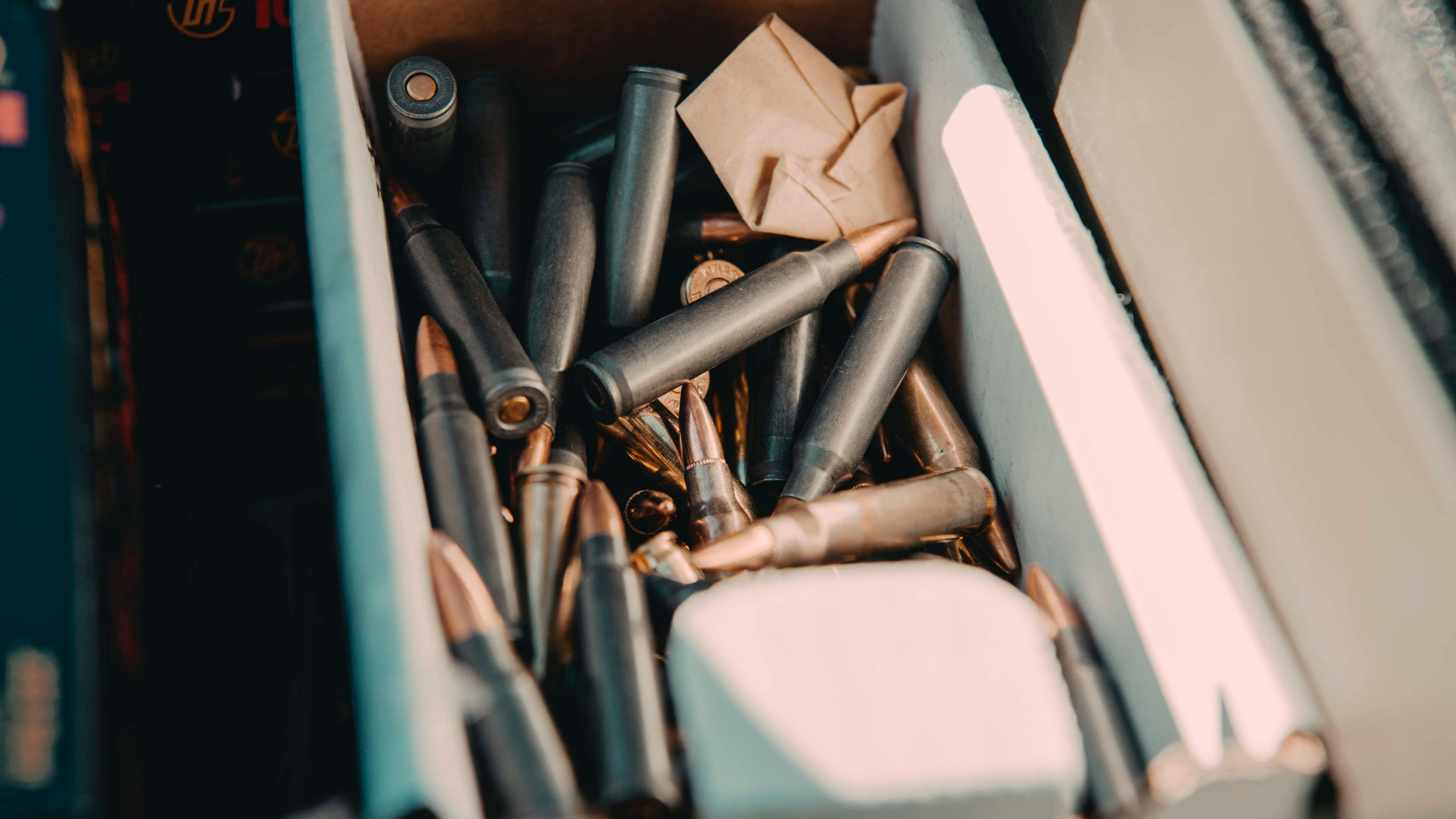 Das Foto zeigt Munition in einer Kiste.