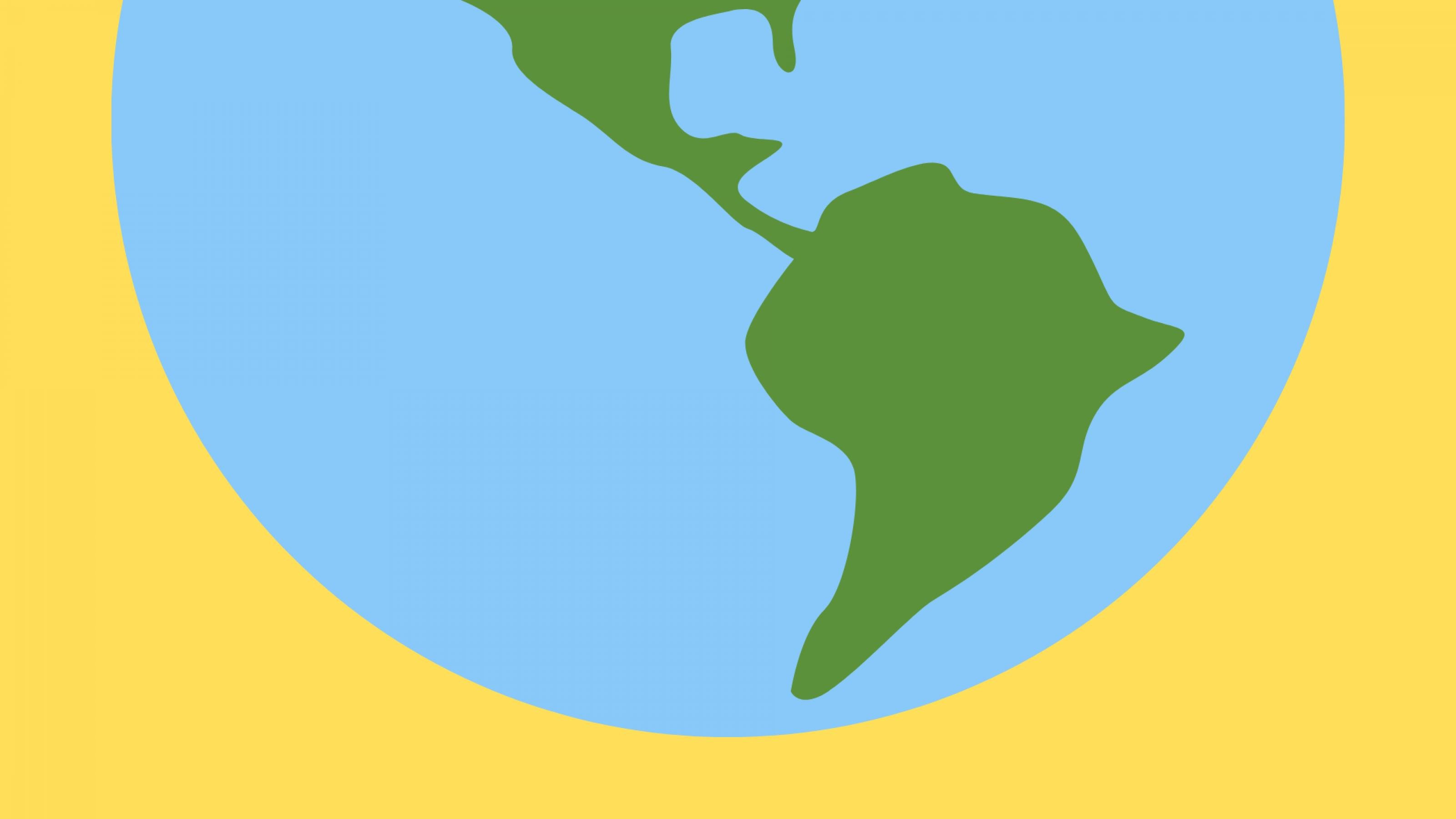 Grafik mit grünem Umriss des südamerikanischen Halbkontinents auf blauem Hintergrund.