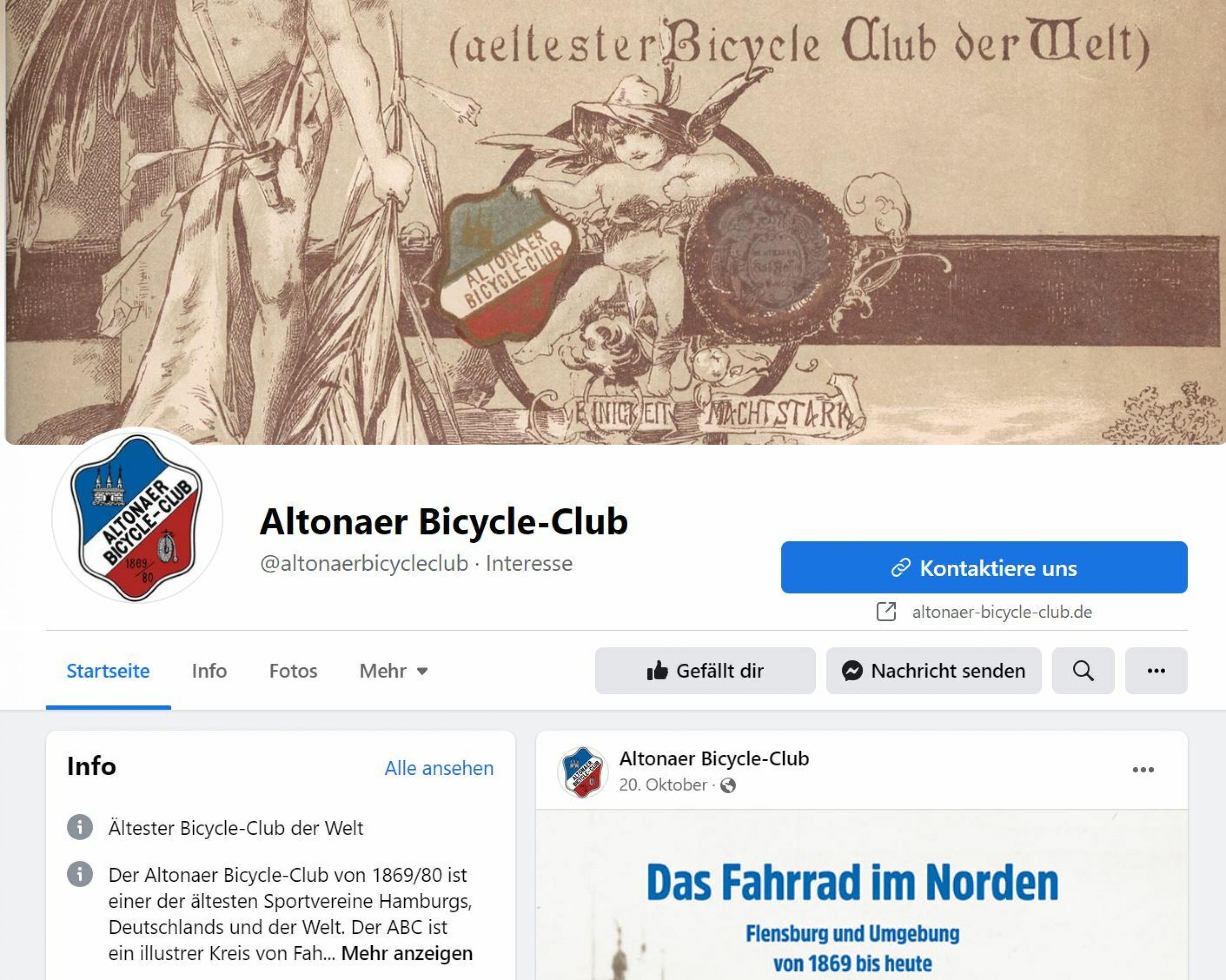 Bunt aufgemachte Facebook-Seite des Altonaer Bicycle-Clubs.