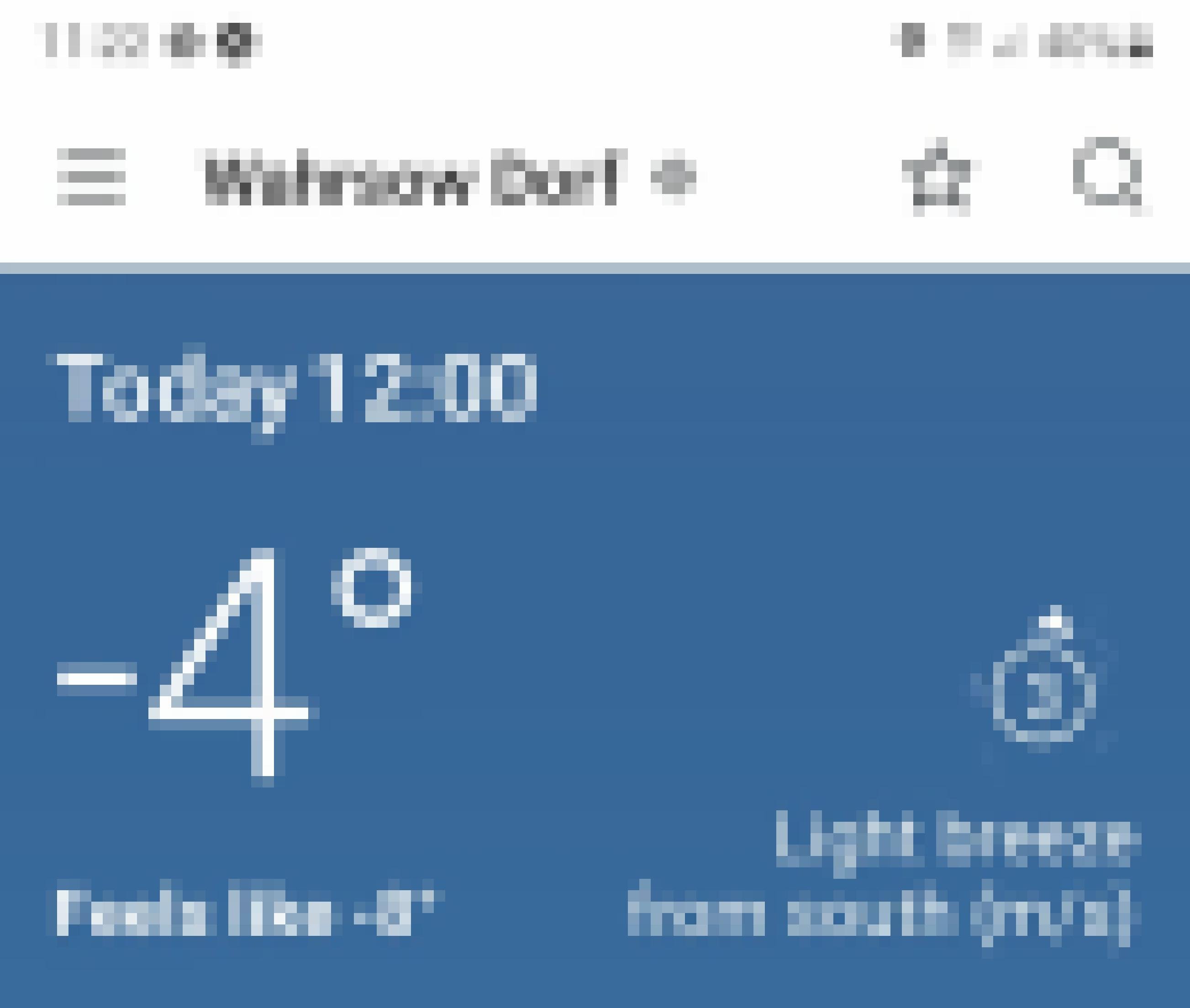 Srceenshot einer App, die fürs Dorf Wahrsow die Temperaturen und Windverhältnisse anzeigt.