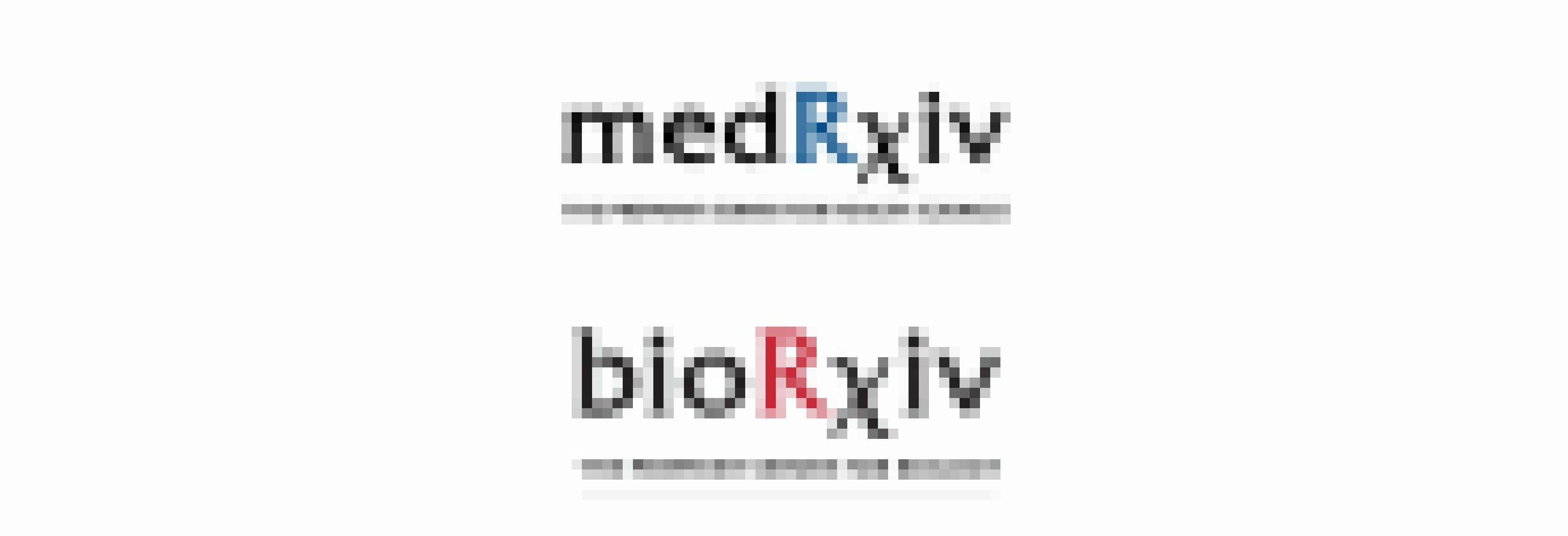 Das Bild zeigt die Logos der Preprint-Server medRxiv und bioRxiv.