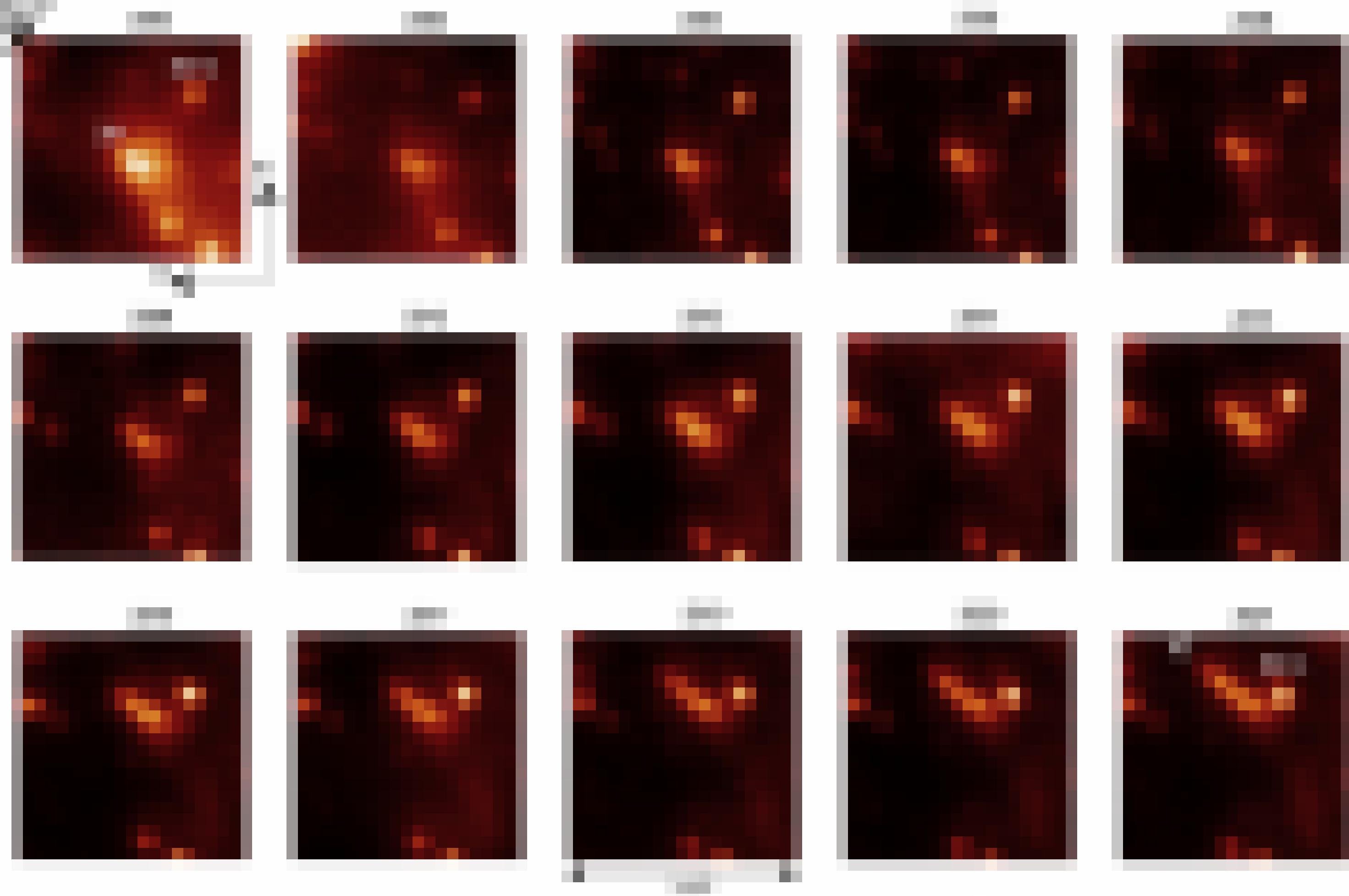 Entwicklung der Morphologie der thermischen Staubemission von X7. Es sind kleine Ausschnitte von 2002 bis 2021 zusammengestellt.