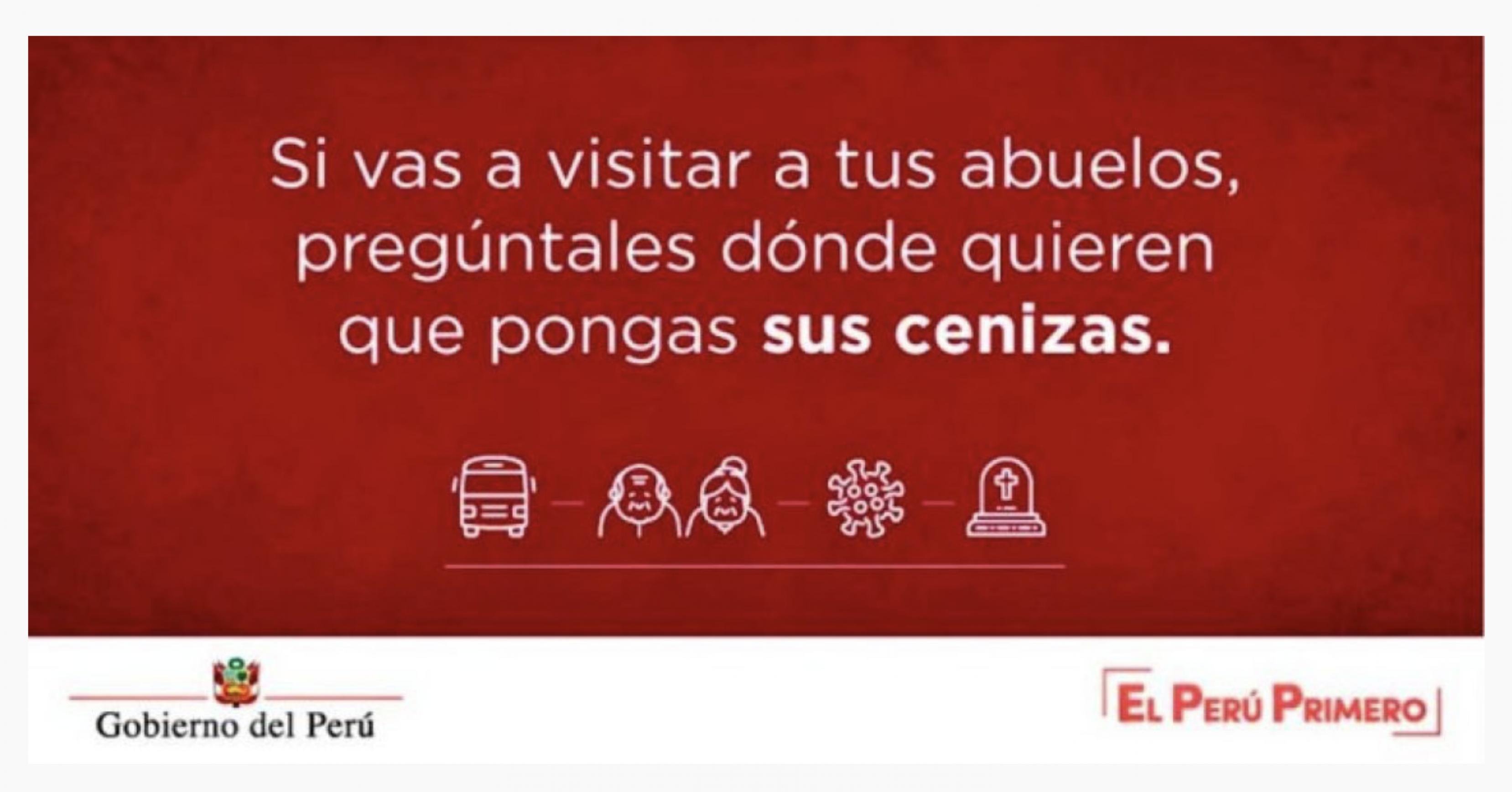 Das Foto zeigt einen Screenshot der Kampagne der peruanischen Regierung.