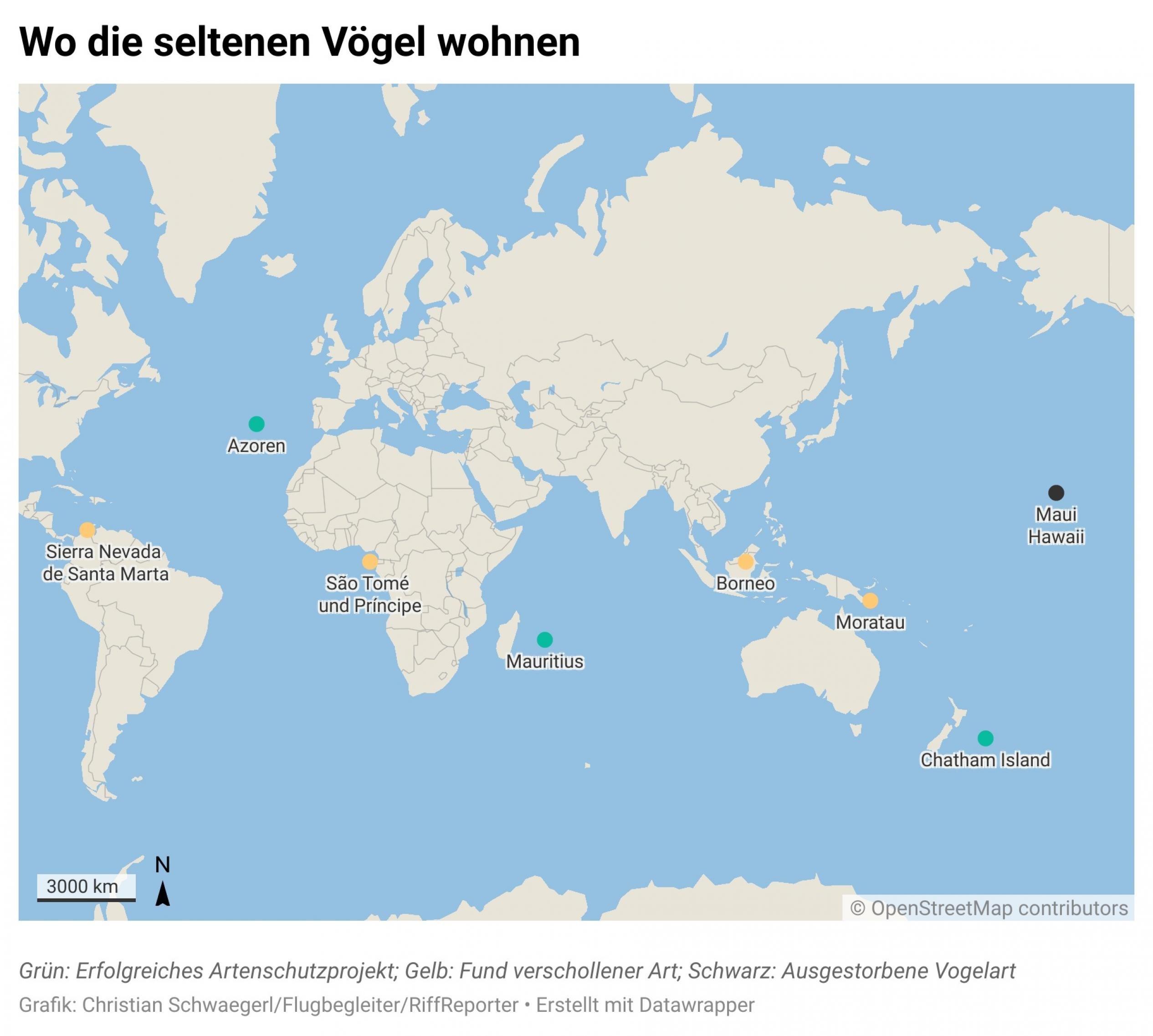 Weltkarte mit den Schauplätzen des Artikels.