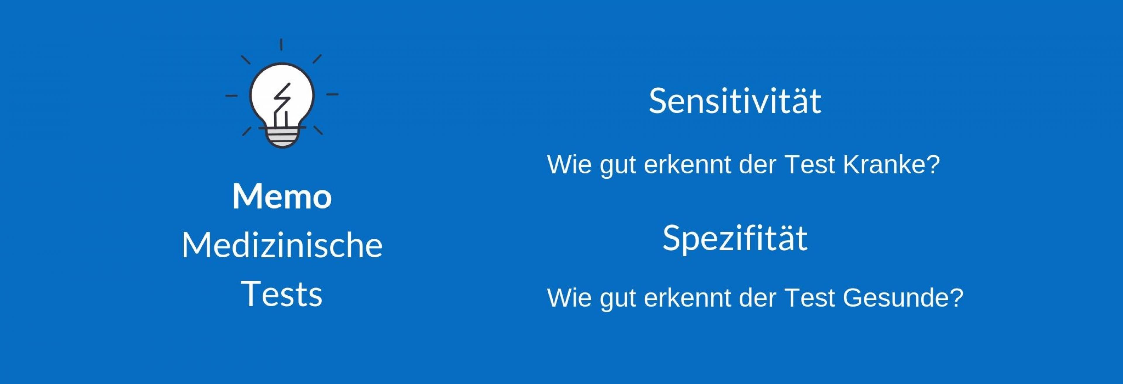 Die Grafik erklärt, was bei diagnostischen Tests die Eigenschaften Sensitivität und Spezifität hinsichtlich ihrer Genauigkeit aussagen.