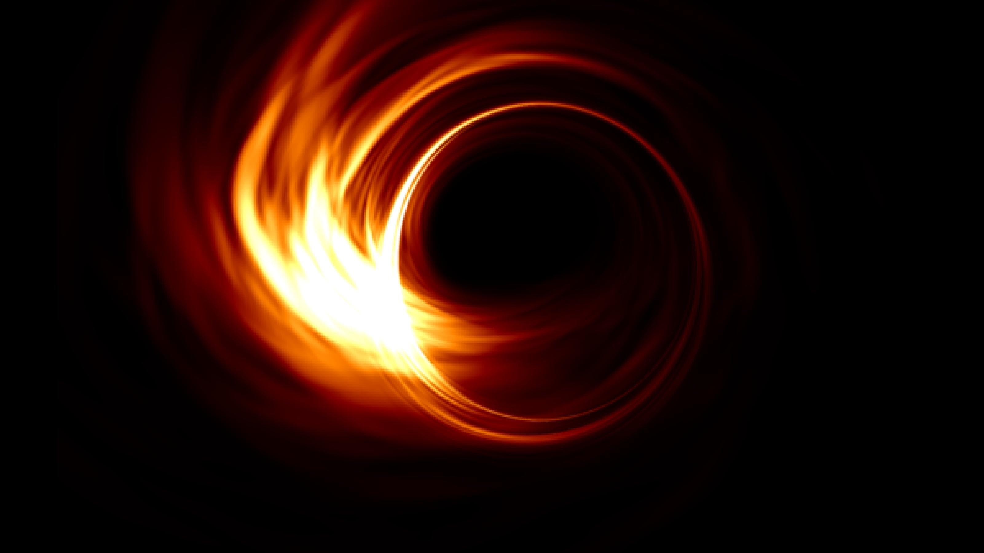 Simulation von Marterie um schwarzes Loch.