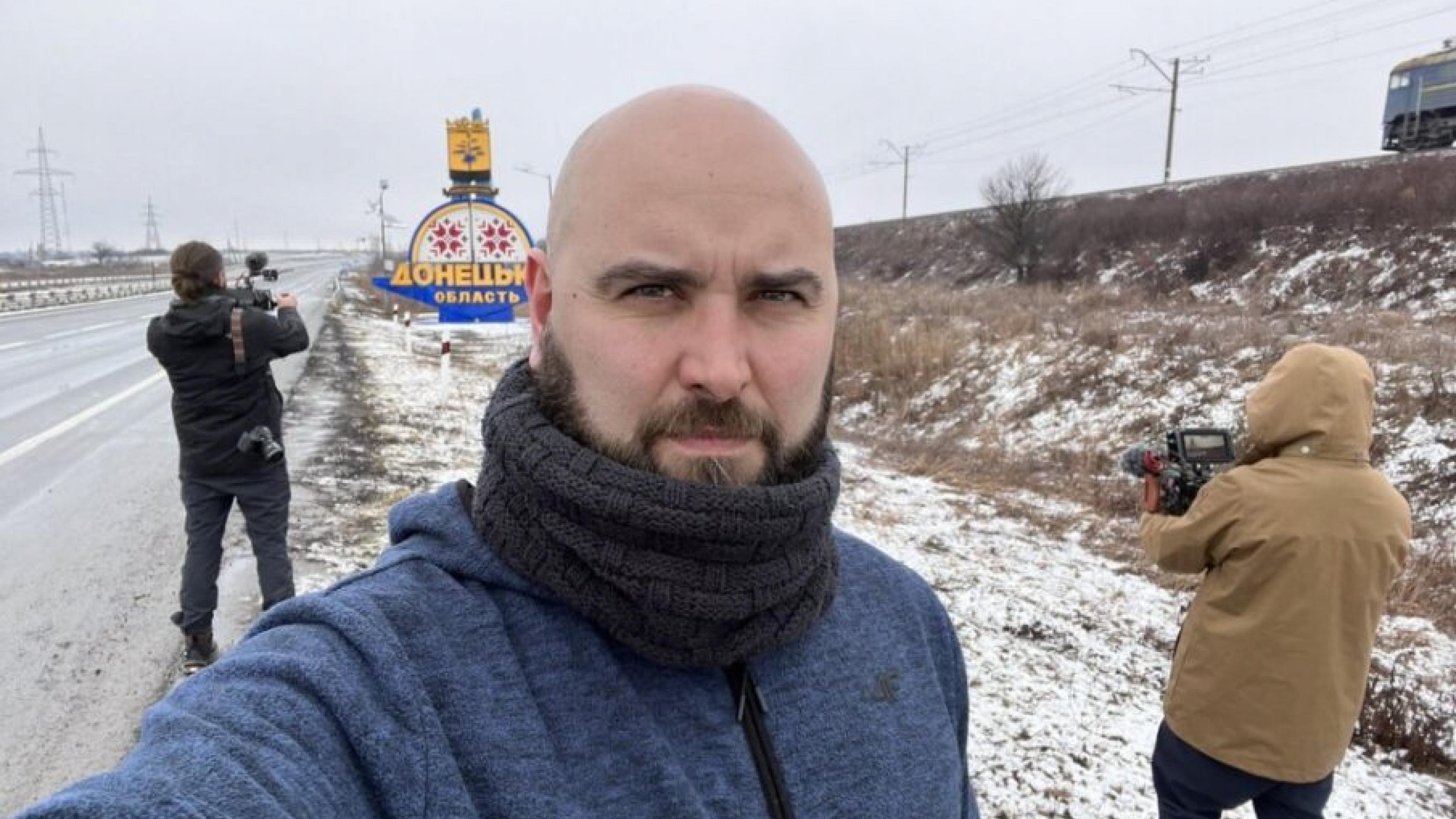 Selfie des spanischen Journalisten Pablo González während der Berichterstattung zum Ukraine-Krieg
