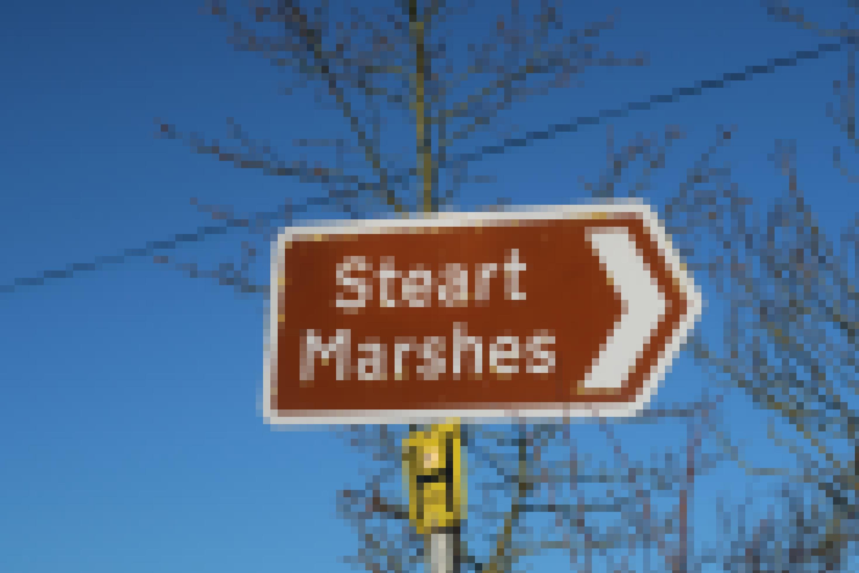 Schild weist auf Steart Marshes hin