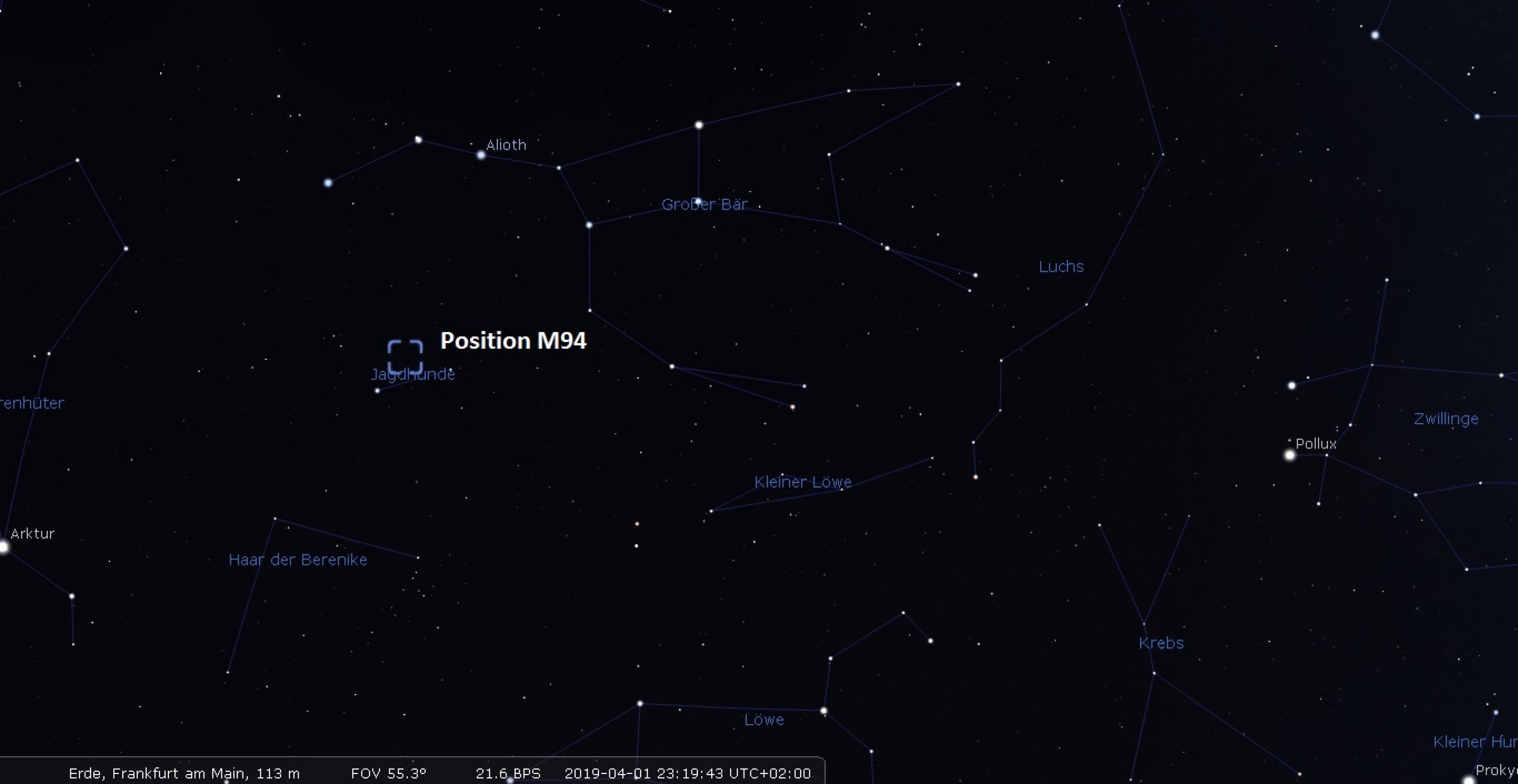Aufsuchkarte für die Galaxie M94.