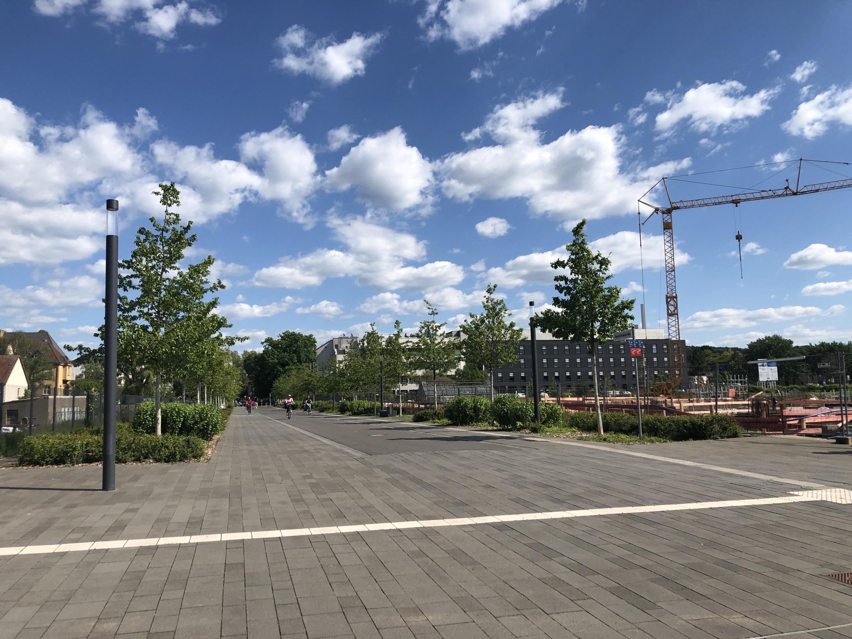 Eine neue Straße für Radfahrer und Fußgänger durchtrennt den ältesten Bereich des Nutzpflanzengartens.