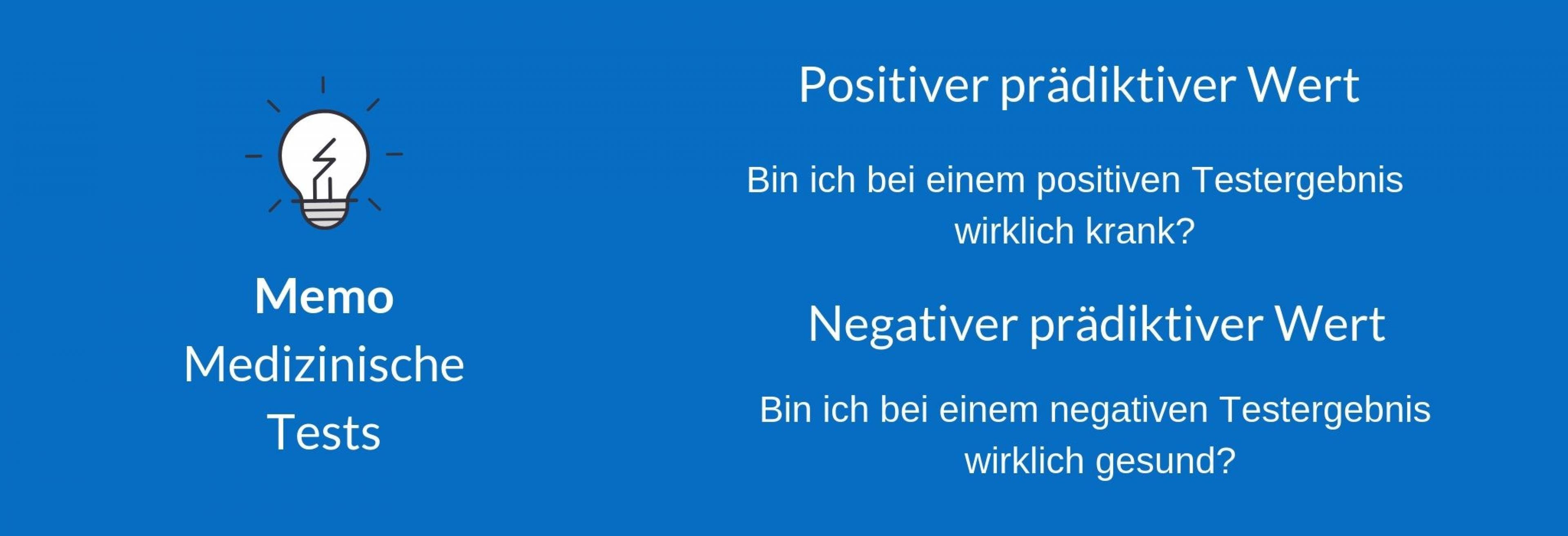 Die Grafik erklärt im Hinblick auf die Aussagekraft von medizinischen Testergebnissen die Begriffe positiver prädiktiver Wert und negativer prädiktiver Wert.