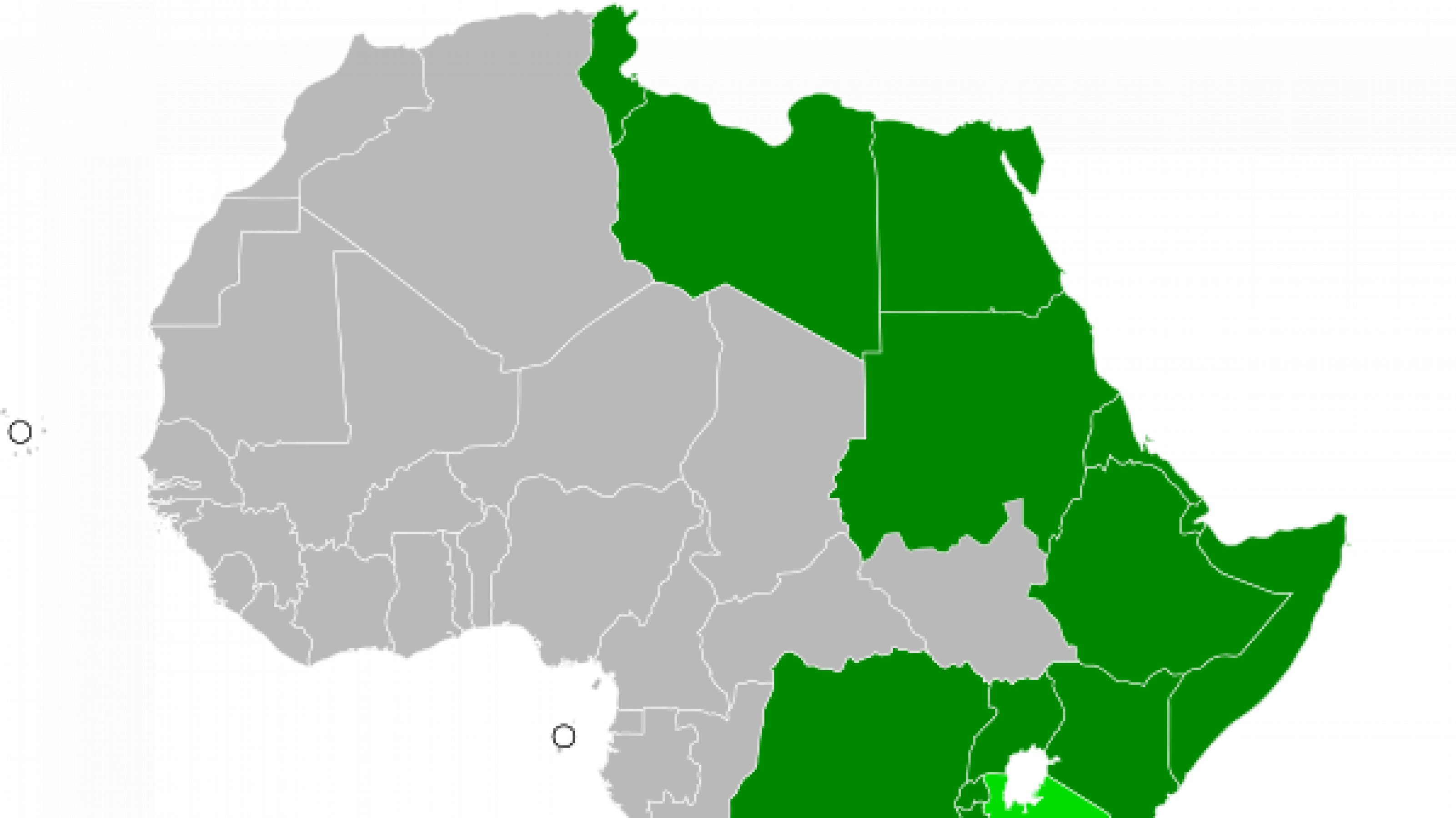 Karte mit Mitgliedsstaaten des Comesa-Wirtschaftsraumes.