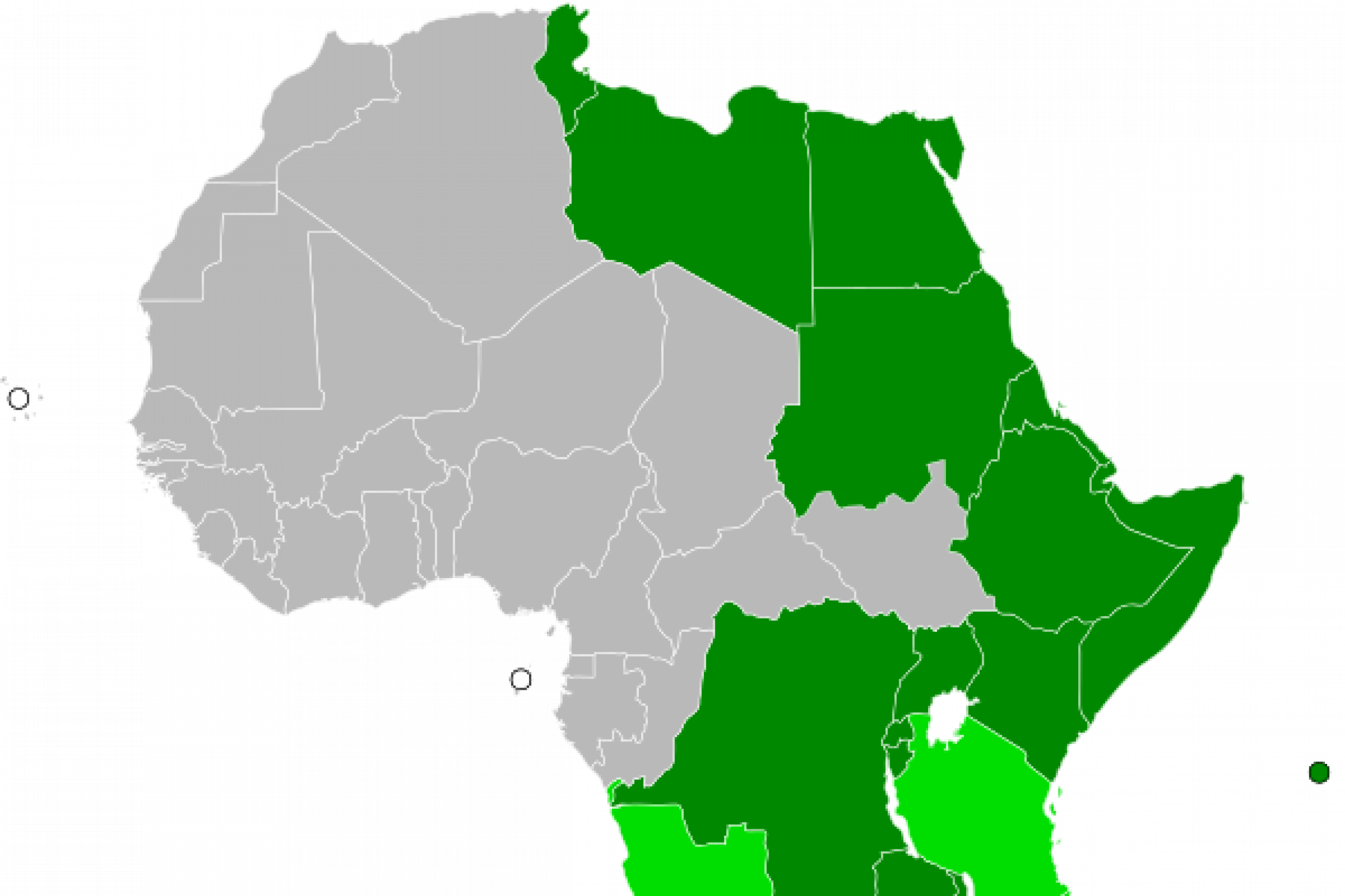 Karte mit Mitgliedsstaaten des Comesa-Wirtschaftsraumes.