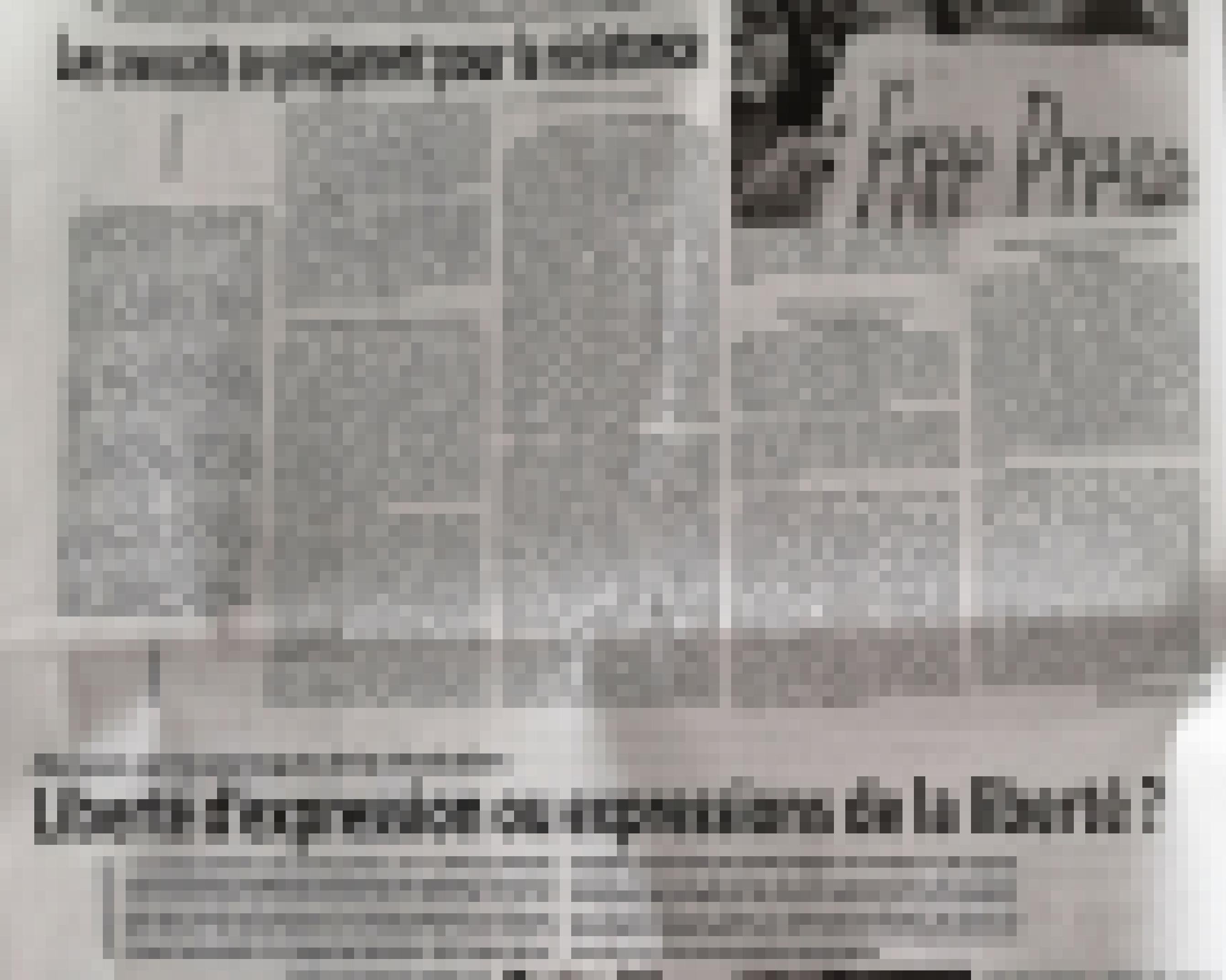 Ausschnitt aus einer Zeitungsseite in schwarz-weiß, auf der auf einem Bild eine Frau mit einem Schild mit der Aufschrift „Free Press“ zu sehen ist und einer Schlagzeile zu Meinungsfreiheit