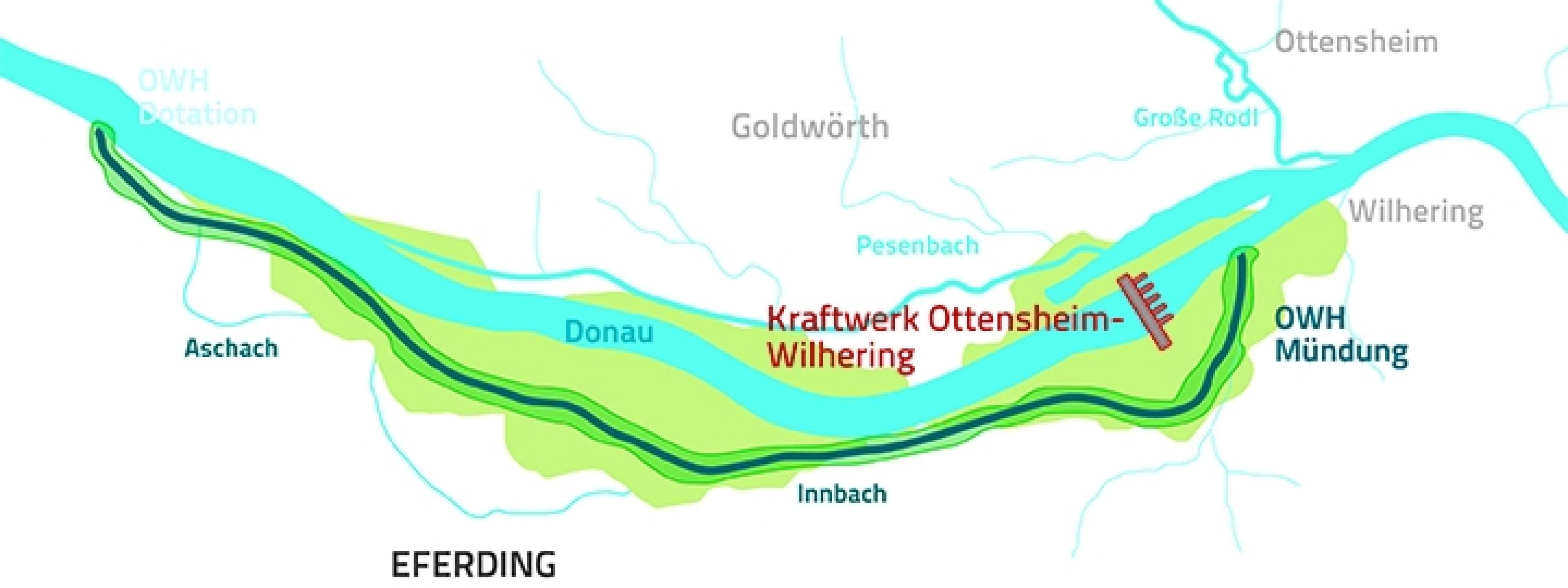 grafische Darstellung eines neuen Seitenarms der Donau