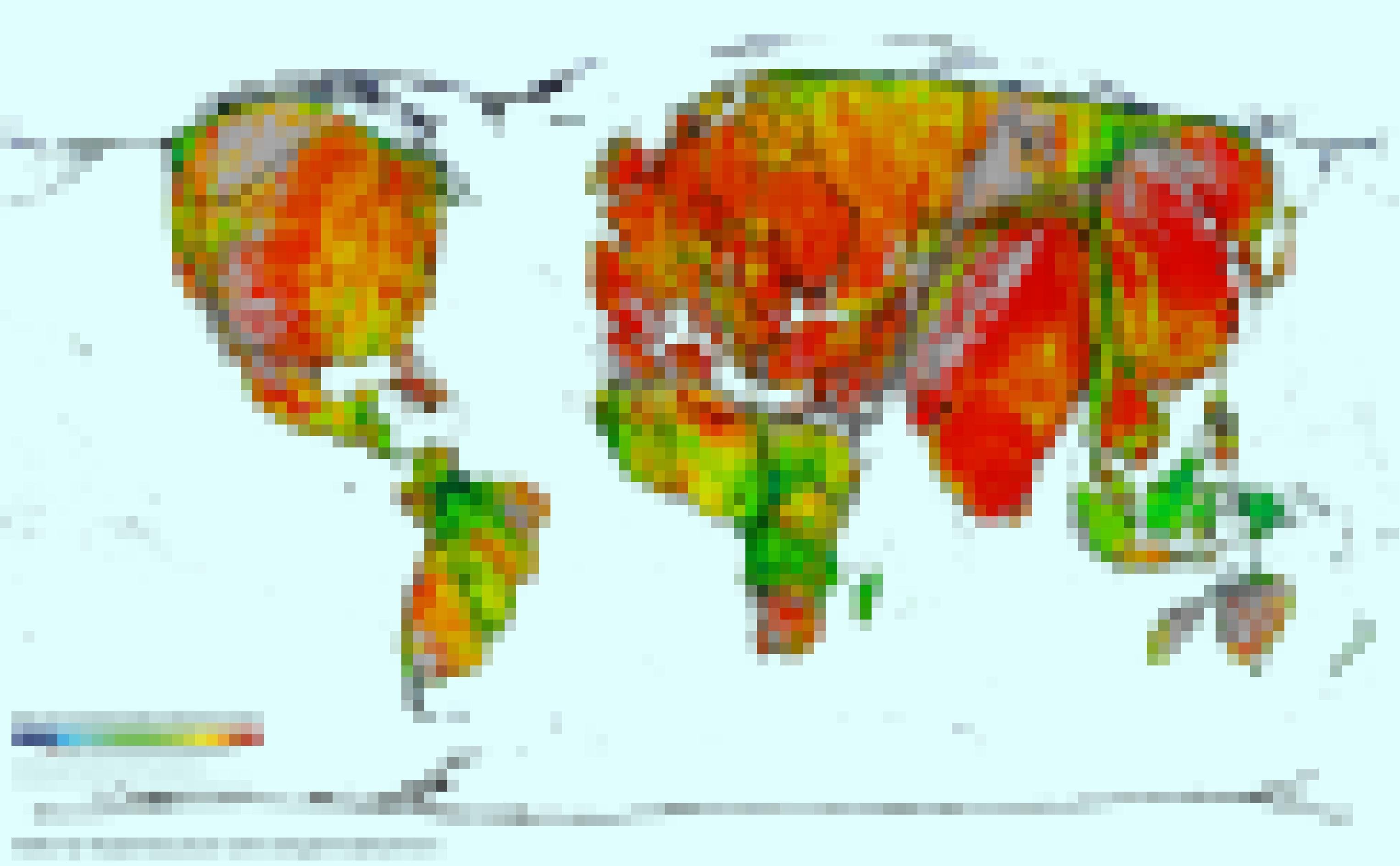 Kartogrammdarstellung globaler Ackerflächen und ihres Bedrohunggrades für natürliche oder nicht bewirtschaftete Wasserressourcen