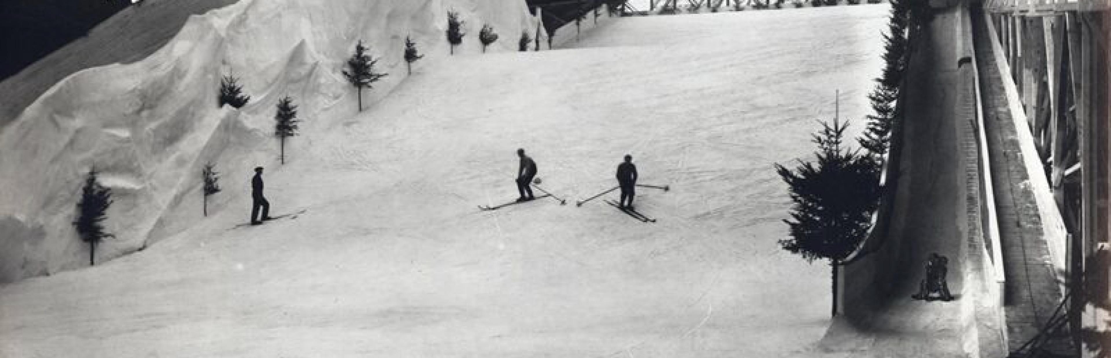 Historisches Foto eine Skihalle in Wien