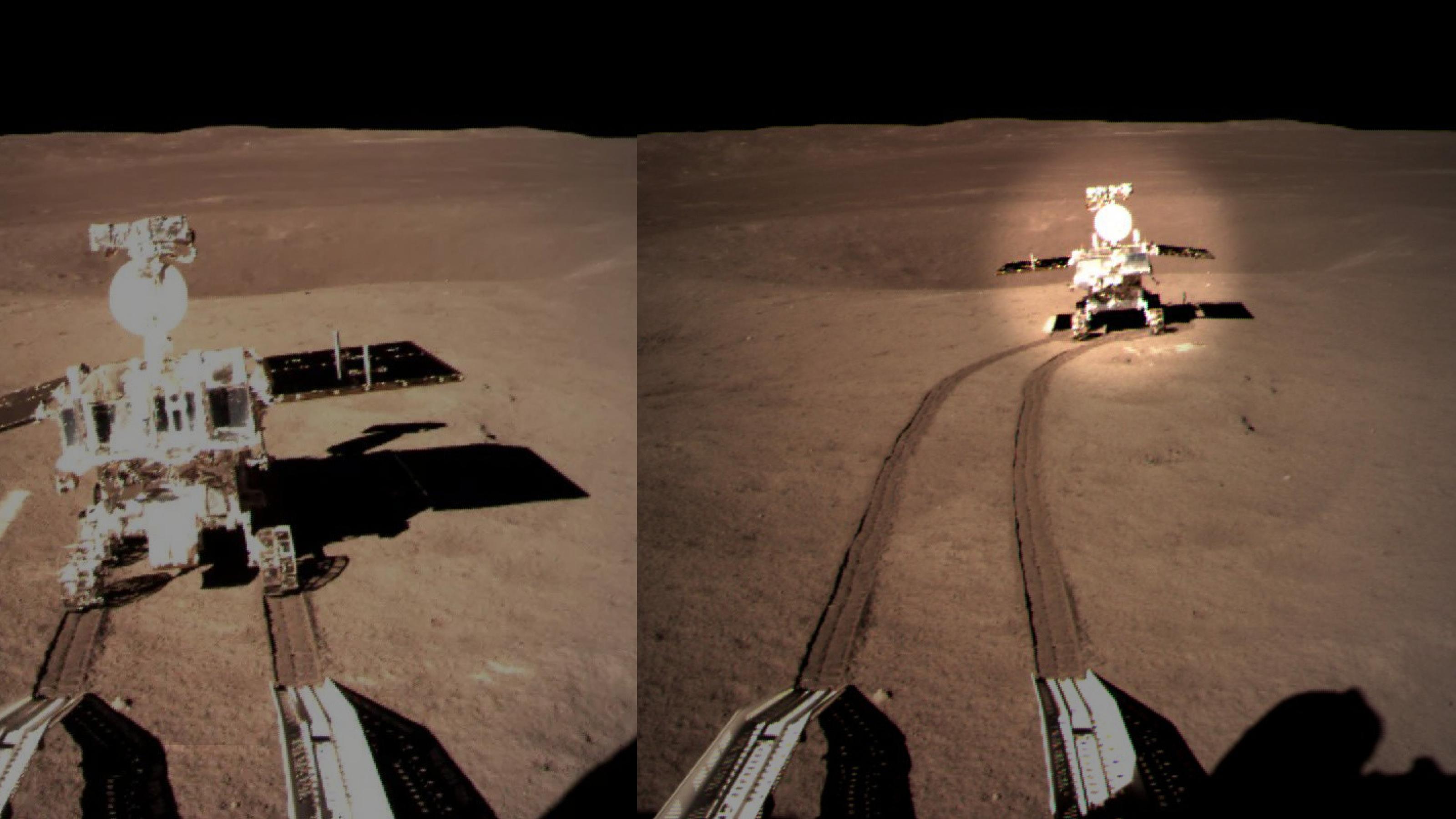 Rover Yutu 2 verlässt das Landegestell der Raumsonde Chang'e 4